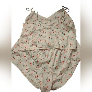 Colsie Cherry Print Pajama Set Large Lightweight Casual Romantic Eco-friendly